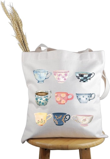 [BRSROH3RCIBQADYV] PWHAOO Tea Lover Gift Teacup Tote Bag Tea Drinker Handbag T-ea Party Gift Cup Of T-ea G-ift