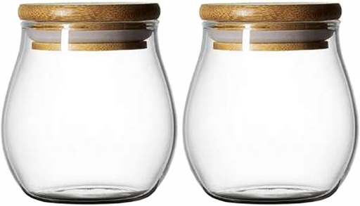 [BRSROGQ7C56QG2TH] Sizikato 2pcs Borosilicate Glass Storage Jar with with Airtight Lid, 6oz Candy Jar Cereal Storage Jar