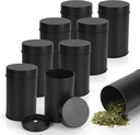8 Pcs Black Tea Canisters for Loose Tea, Round Metal Coffee Cans with Airtight Double Lids, 14oz Loose Tea Storage Canister for Candy Sugar