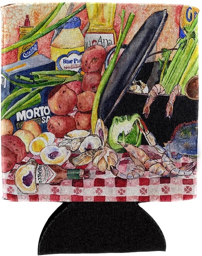 [BRSWIGY4OUNRCYA3] Caroline's Treasures 8825-1CC Recipe for Gumbo and Potato Salad Flag Can or Bottle Hugger Cooler Washable Drink Sleeve Collapsible Beverage Insulated Holder, Can Hugger, Multicolor