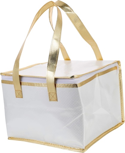 [BRSRABAFBACRMFL4] 1pc Thermal Insulation Food Bag Handheld Cake Storage Carrier for Pizza Seafood Meal Design Stylish Portable Reliable Double Layer