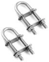 QWORK Marine Boat Stern Eye Tie Down U Bolt, 2 Pack, 3/8" Dia, 2-1/2" Thread Length, Stainless Steel