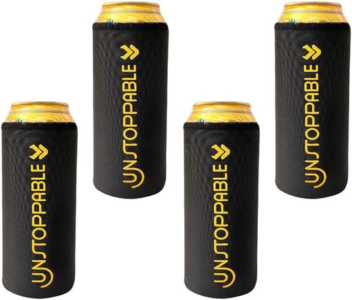 [BRSRM2YODEMBSFDU] Insulated Beer Can Cooler Sleeve – Set of 4 | Fits 500ml Beer Can | Beer Can Cover (Coozie) with Easy Grip Band & Padded Fabric (UNSTOPPABLE)