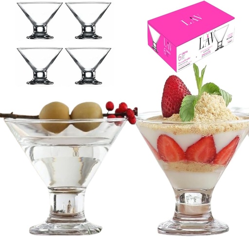 [BRSW2ATRCMPWCELG] LAV Stemless Martini Glasses Set of 6 - Mini Martini Glass Set 5.5 oz - Tiny Elegant Cocktail Glasses for Home and Bars - Multipurpose Glass Dessert Cups - Party Glassware