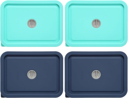 [BRSRAFAEOANB6DY6] Replacement Lids for Pyrex 7210-PC 3 Cup Rectangle, Silicone Storage Cover Lid for Glass Bowl 4 Pack with Date Mark