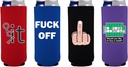 Funny F*ck Slim Can Coolie Designs 4 Pack
