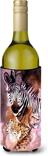 [BRSWIBIIAEIWKFTI] Caroline's Treasures JMK1194LITERK Cheetah, Lion, and Zebra Wine Bottle Hugger Bottle Cooler Sleeve Hugger Machine Washable Collapsible Insulator Beverage Insulated Holder
