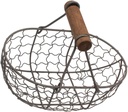 Zerodeko Oval Metal Wire Egg Basket Wire Fruit Basket with Handle Country Vintage Style Storage Basket Metal Basket Farmhouse Egg Collecting Basket for Kitchen or Living Room