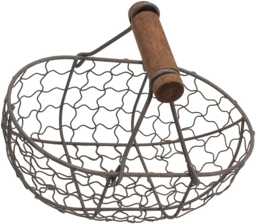 [BRSROAYROJ4B4F36] Zerodeko Oval Metal Wire Egg Basket Wire Fruit Basket with Handle Country Vintage Style Storage Basket Metal Basket Farmhouse Egg Collecting Basket for Kitchen or Living Room