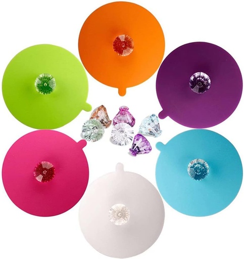 [BRSWKFD6BIFB6AY7] IPHOX Creative Mug Cover [Set of 6] Anti-dust, Airtight Seal, Food Grade Silicone Hot Cup Lids