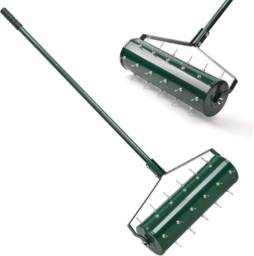 [BRSRE2Q3OEHAIYLH] 21-inch Rolling Lawn Aerator,Heavy Duty Spike Aerator Lawn Tool,Manual Push Aerator Equipment for Compacted Soil, Garden,Grass,Patio,and Yard(Green)