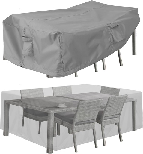 [BRSRMFAKCQCAOCTV] PureFit Patio Furniture Covers, Outdoor Table Furniture Cover Waterproof Rectangle, Patio Sectional Couch Set Cover for Deck, Lawn and Backyard, UV Resistant, 74"L x 47"W x 28"H, Gray