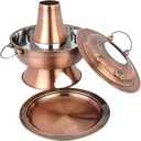 Hot Pot, Chinese Charcoal Hotpot, Shabu Hot Pot with Divider, Two-Flavor Chinese Charcoal Shabu Shabu Pot Cooker Stainless Steel Hot Pot Cookware for 3-7 People Home Party,C,34cm