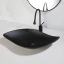 Oval Black Bathroom Vessel Sink With Faucet And Drain 26"x13" Leaf Shaped Vessel Sinks Bathoom Stone Resin Sinks Above Counter Sink Bowl Black Bowl Sinks for Bathrooms