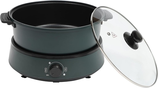 [BRSRAZD2PN7AI2Y6] Electric Smokeless Grill and Hot Pot Electric Shabu Shabu Pot with Separable Cooking Plate, 4L Non-Stick Hot Pot Electric with Multi-Power Control & Handle for Party, Family (Green)