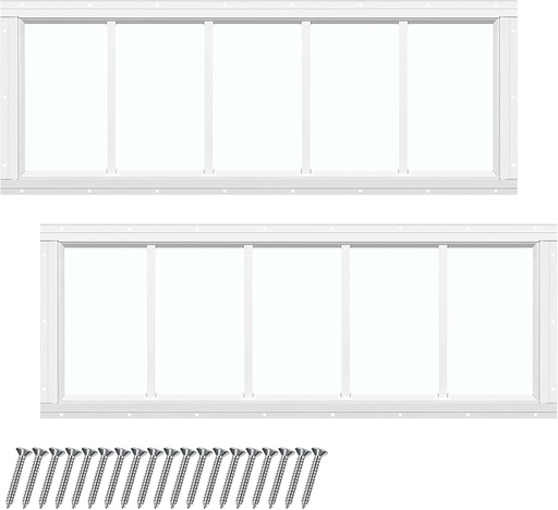 [BRSRAZD3OFYQ4ADF] Tandefio 2 Pack 10'' X 29'' White Basement Garage Door Flush Mount Shed Window with Tempered Glass Household Windows with Screws for Chicken Coop Sheds Barns Playhouse