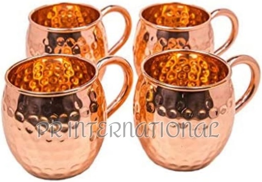 [BRSRMGI2C4NAADYY] PR INTERNATIONAL Copper Moscow Mule Mugs Set of 4 Copper Hammered Look Moscow Mule Mug Cup Perfect For Any Chilled Beverage