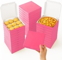 50 Pcs Mini Pizza Boxes Mini Dessert Boxes，5.1 x 5.1 x 0.78 inches for Parties, Bakeries, and Food Delivery,Celebrations，Christmas Birthdays (Pink)