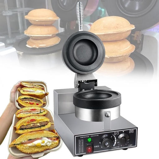 [BRSREFAFCIPBECY7] Commercial Gelato Panini Press Non Stick Coated,1300 W Electric Ufo Burger Making Machine,Commercial Hamburger Press, Ice Cream Waffle Maker,50-300℃ Temperature Adjustable,Dual-Sided Heating