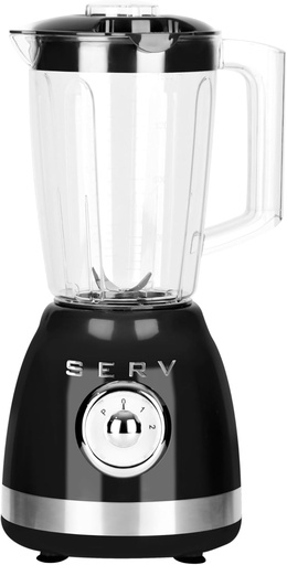 [BRSREZYQDNYAGALA] Servappetit Retro Serv 52oz Electric Blender 300W Vintage-Style Blender with Powerful Motor, AS Material, Timeless Black Finish, Smoothie, Shake, and Soup Maker