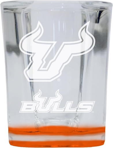 [BRSRA2TYA55B6ETJ] R and R Imports South Florida Bulls 2 Ounce Engraved Shot Glass Square Orange Base Officially Licensed Collegiate Product 2-Pack