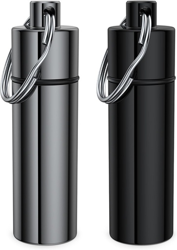 [BRSROZD5AB6WEF3O] Small Pill Box,(2 Pack) Keychain Pill Holder Portable Mini Travel Pill Container Metal Case Bottle with Keyring