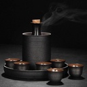 Sake Set 9-Piece Sake Set - Japanese Sake Cup Set with Warmer Black Gift Box Packaging GYL24824