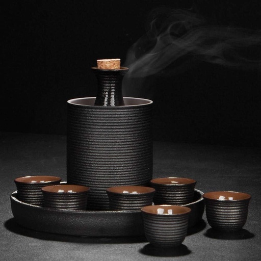 [BRSRAFD4BAIWMFIU] Sake Set 9-Piece Sake Set - Japanese Sake Cup Set with Warmer Black Gift Box Packaging GYL24824