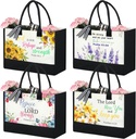 4 Pcs Religious Tote Bags for Women Christian Inspirational Bag Bible Verse Church Gift Canvas Bag Black Tote Bags