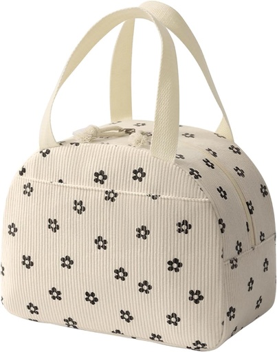 [BRSRAAQKDMFWKETZ] Corduroy Lunch Bag for Women Men Cute Lunch Tote Bags Reusable Insulated Lunch Box Large Capacity Reusable Insulated Cooler for Work/Picnic/Travel (Corduroy Blackclub)