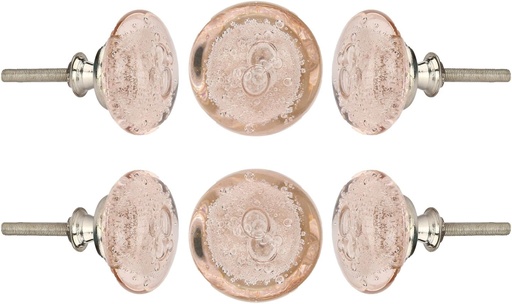 [BRSWGZQROIGQM3A2] Perilla Home Set of 6 Knobs - Decorative Pink Crystal Knobs - Premium Glass Knobs for Cabinet, Drawers, Dresser, Home Decore Kitchen, Hardware Cupboard Glass Door Wardrobe and Drawer Pulls Handles