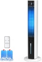 3-in-1 Evaporative Air Cooler, 12H Timer Cooling Fans that Blow Cold Air With 3L Water Tank, 50°Oscillating Tower Fan for Bedroom, Office with 3 Speeds, 2 Ice Pack, Remote Control