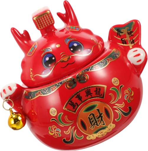 [BRSREZIFBEIGCGYZ] STOBAZA Zodiac Dragon Cookie Jar Ceramic Tea Canister Sealing Lid Small Jars for Snacks
