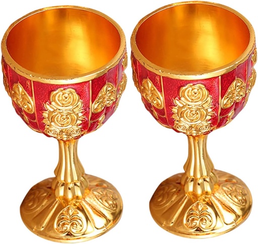 [BRSREEINAF5RMHTV] Luxshiny 2pcs Vintage Red Alloy Wine Goblets European Style Wine Cups for Parties