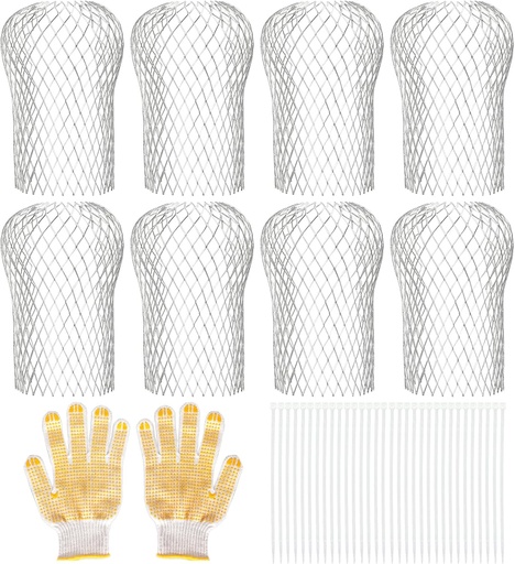 [BRSRAEA7BAARGCDO] CONLI 8 Pack Gutter Guard, 3.5 Inch Expandable Aluminum Downspout Filter, Leaf Guards for Gutters, Gutter Downpipe Guard for Preventing Blockage from Leaves, Debris