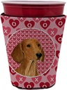 Caroline's Treasures SS4487RSC Dachshund Hearts Love and Valentine's Day Red Cup Hugger Cup Cooler Sleeve Hugger Machine Washable Drink Sleeve Hugger Collapsible Insulator Beverage Insulated Holder