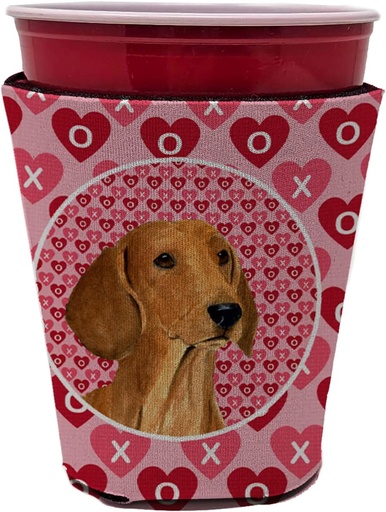 [BRSWIGY4CABGYHY3] Caroline's Treasures SS4487RSC Dachshund Hearts Love and Valentine's Day Red Cup Hugger Cup Cooler Sleeve Hugger Machine Washable Drink Sleeve Hugger Collapsible Insulator Beverage Insulated Holder