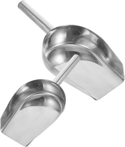 [BRSREHY3CEFQAD3P] PRETYZOOM 2Pcs Stainless Steel Kitchen Shovel Multi Purpose Flat Scoop for Flour Ice Cubes Grains Beans and French Fries Handheld Food Scooper for Cooking and Baking
