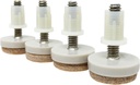4 Pack 1" Threaded Felt Furniture Glides - 1/4" Stem Adjustable Leveling Feet for Wood, Tile & Laminate Floors - Tan (Includes Threaded Inserts)