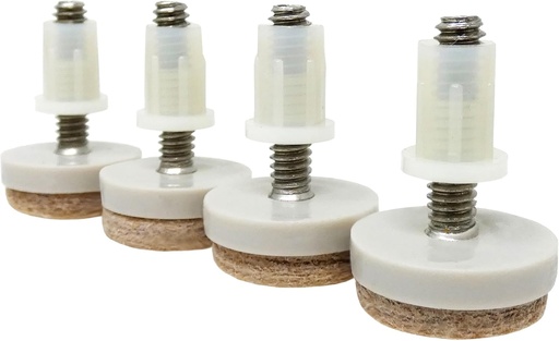[BRSWIEIRBENQY3TC] 4 Pack 1" Threaded Felt Furniture Glides - 1/4" Stem Adjustable Leveling Feet for Wood, Tile & Laminate Floors - Tan (Includes Threaded Inserts)