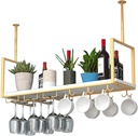 Ceiling Hanging Bar Unit Wine Rack Wine Glass Holder for Bar Cellar Restaurant Ceiling Hanging Shelf Pot Rack Kitchen Pan Rack Cookware Hanger Storage Shelving Flower Stand (Size : 120x30x60cm)