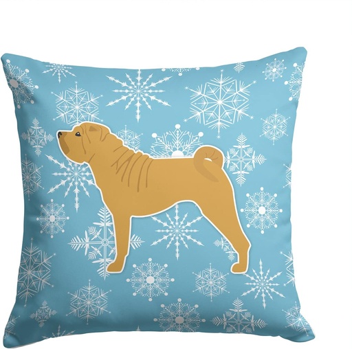 [BRSWKHYOOF5AMDTD] Caroline's Treasures BB3552PW1414 Winter Snowflake Shar Pei Merry Fabric Decorative Pillow Machine Washable, Indoor Outdoor Decorative Pillow for Couch, Bed or Patio, 14Hx14W
