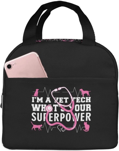 [BRSREH34DEIA2H3K] I'm a Vet Tech What's Your Superpower Lunch Bag for Women Adults Men Insulated Lunch Box, Leakproof Cooler Food Containers Reusable High Capacity Lunch Tote Bags for Work/Travel/Office