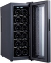 Wine Cooler 12 Bottle Thermoelectric Wine Cellar Fridge Small Countertop Constant Humidity Wine Refrigerator Digital Control Glass Door Black-B Metal Shelves