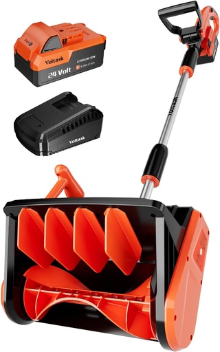 [BRSRMYY5DMNBEFDG] VOLTASK Cordless Snow Shovel, 24V | 13-Inch | 4-Ah Cordless Snow Blower, Battery Snow Blower with Directional Plate & Adjustable Front Handle (4-Ah Battery & Quick Charger Included)