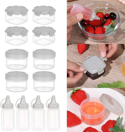 [BRSRMYI5AB5BGH35] beyonday 12pcs Mini Bento Seasoning Boxes Sauce Squeeze Bottles Spices Jars Set, Small Transparent Ketchup Salad Dressing Squeeze Bottle Plastic Condiment Containers for School Outdoor Barbecue