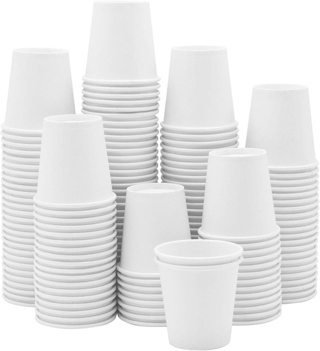 [BRSWGBIEDIBQIH32] GUSTO 3 oz White Paper Cups [300 Count] Small Disposable Cups for Espresso, Tea, Samples & Mouthwash, Sturdy Hot & Cold Drinkware for Home, Office & Events (Formerly Comfy Package)