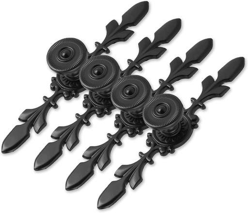 [BRSRMEIYO4CQE232] Watris Veiyi Kitchen Cabinet Knobs, 4.7" Dresser Handles Backplate, Black Drawer Knobs with Screw, Black Vintage Door Pulls for Furniture Wardrobe Door, Pack of 4