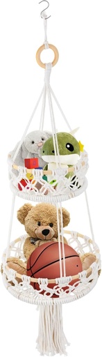 [BRSREZIFPMHWMCAU] Zerodeko 1Pc Double Rope Storage Basket for Fruits and Vegetables Beige Hanging Container for Home Decor and Kitchen Organization Capacity Hand Woven Design