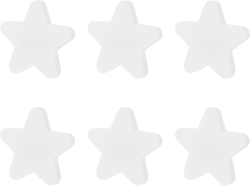 [BRSW2YINOJ5AECTL] LC LICTOP 2 Inch White Star Soft Rubber Drawer Knobs 6pcs, Warm Style Cabinet Knobs for Kids Room, Cute Drawer Pulls Handles with Screws for Dresser Wardrobe Closet